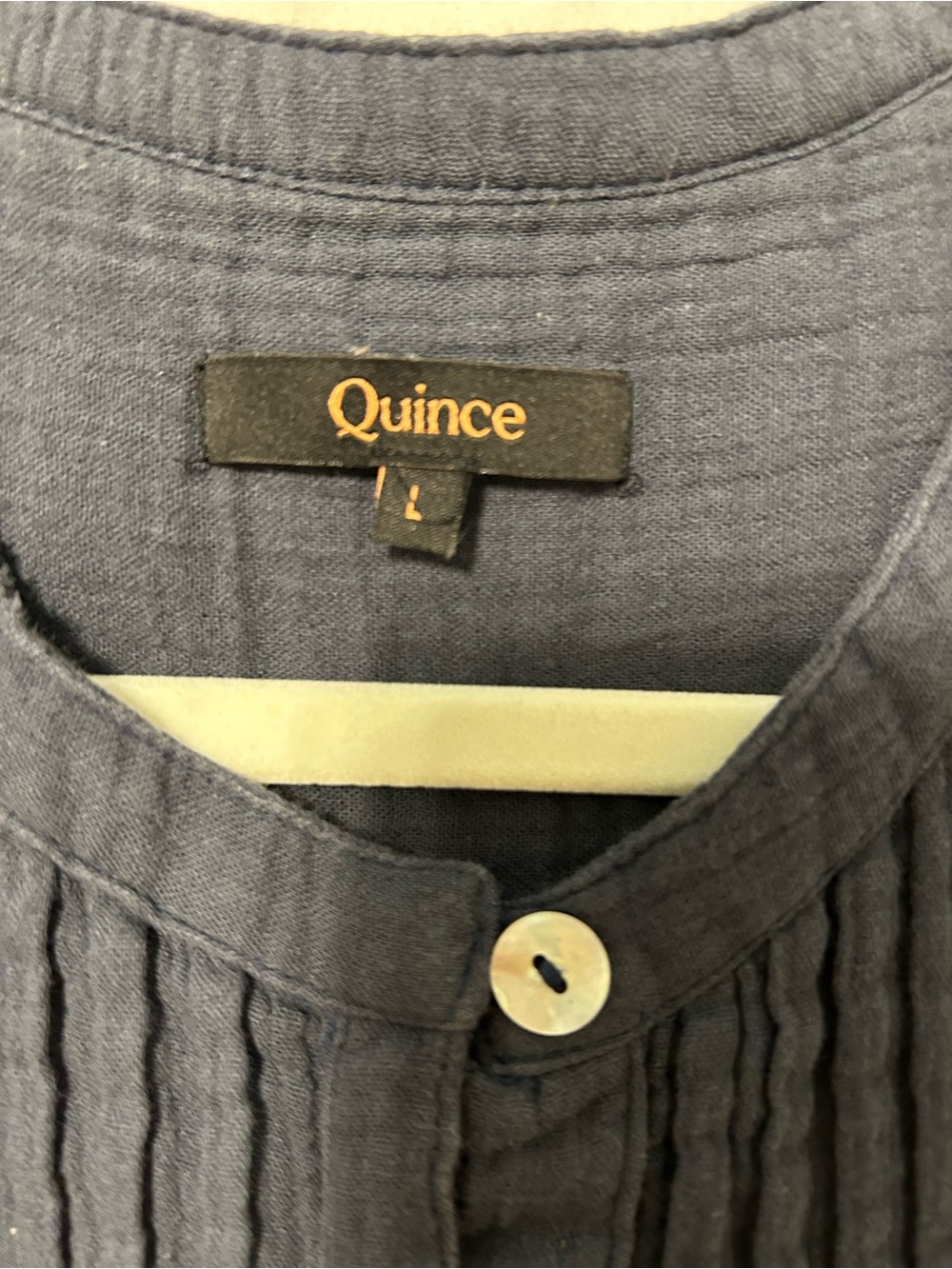 Quince Slate Blue Sleeveless Button-Front Cotton Gauze Dress - Picture 2 of 9